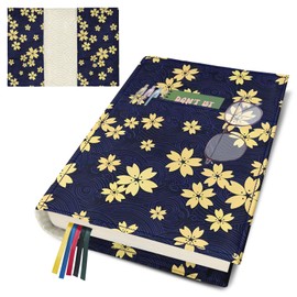 Cherry Blossoms Paperback Book Cover Protector,Washable Soft Canvas Fabric Book Covers with Bookmark,Adjustable Double Side Floral Print Book Covers for Hardcover Bible Novel Book Lovers Gift