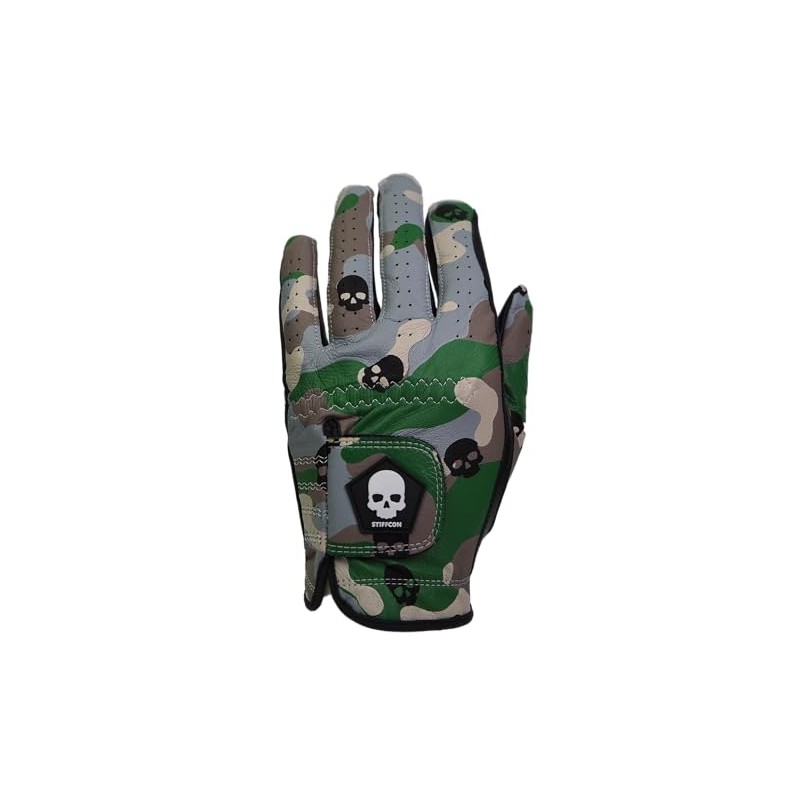 MAVLUS Camo Skull Men's Genuine Leather Golf Gloves_Camouflage/Black Skull (22LH_Left