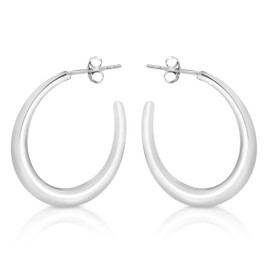 AeraVida Trendy, slim half hoop earrings, .925 sterling silver earrings, half hoop earrings, silver trendy half hoop earrings for women, jewellery gifts for women, metal, Metal