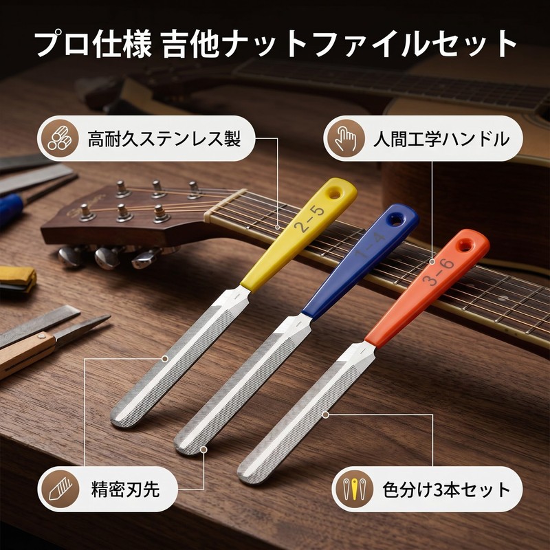 Guitar Repair Tools, Guitar Maintenance Tools, Nut File, Set of