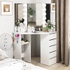 Costway Corner Vanity Desk Cosmetic Vanity Station w/ LED Mirror