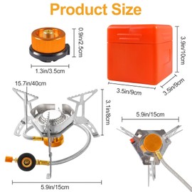 AUEJACKY Camping Stove 3500 W, Windproof Gas Camping Stove with Piezo Ignition, Small Foldable Camping Gas Stove, Gas Stove with Adapter Camping for Outdoor Picnic Camping Trekking Hiking