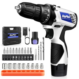 Cordless Drill Driver Set with 1300mAh Li-ion Battery 23pcs Accessories Handy Case Powerful Mini Screwdriver 18+1 Torque Setting 2 Batteries