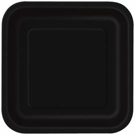 Unique Party 32028 7" Square Dessert Plates | Classic Black Color Theme | 16ct, Plain, 16 Count (Pack of 1)