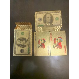 24K Plastic Playing Cards Deck,Poker Game Gold Foil Waterproof With Box