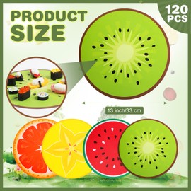 Humyoun 60 Pcs 13 Inch Summer Fruit Paper Placemats Party Decoration Disposable Parchment Paper Placemats Round Citrus Summer Table Mats Watermelon Lemon Charcuterie Boards Accessories for Birthday