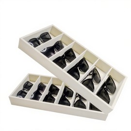 Duomilee Sunglass Organizer Beige 6 Grids Sunglasses Tray Sunglasses Storage Glasses Organizer Jewelry EyeglassesWatches Display (2)