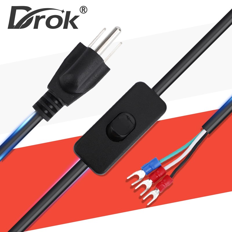 DROKING Power Cord Replacement Cord 18 AWG/0.82 mm 7A Current