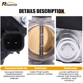 ROADFAR 75mm 5.4L Throttle Body w/TPS for Ford F-150 V8 2005-2010/ for Ford Expedition V8 2005-2014/ for Ford F-250 F-350 Super Duty V8 2005-2010/ for Lincoln Navigator V8 2005-2014 8L3Z-9E926-A