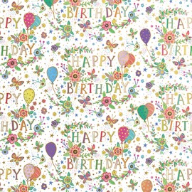 Jillson Roberts Gift Wrap, Beautiful Birthday White, Half Ream 417 feet x 24 inches