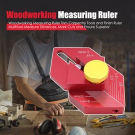 MoreFiiCo Trim Carpentry Tools Woodworking Measuring Ruler and Finish Ruler Multitool-Measure Distances, Mark Cuts Aluminum Alloy (Red)