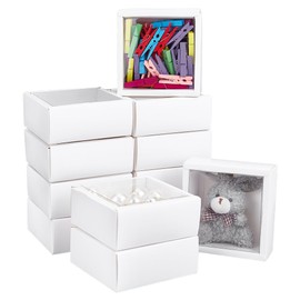 BENECREAT 15Pcs Square Paper Boxes with Clear PVC Window, 4.3x4.3x1.8 Inch White Paper Gift Box for Packaging, Wedding Favor, Chocolates, Cookies, Small Crafts