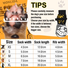 6 PCS Anti Slip Dog Socks to Prevent Licking Paws,Dog Paw Protector with Double Sides Grips,Traction Control on Hardwood Floor for Puppy Small Medium Large Senior Dogs (XS)