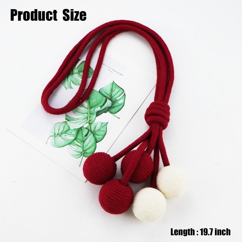 2 Packs Cute Hanging Ball Curtain Tiebacks Crochet Cotton Curtains