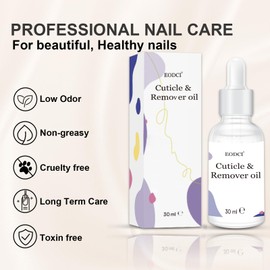 eodci 30ml Organic Cuticle Removing Oil, Natural Nail Oil for Growth and Strength Damaged Nails Natural Blend Of Jojoba, Vitamin E, Castor and Sweet Almond Oils Exfoliating Nail Care Cuticle Removal