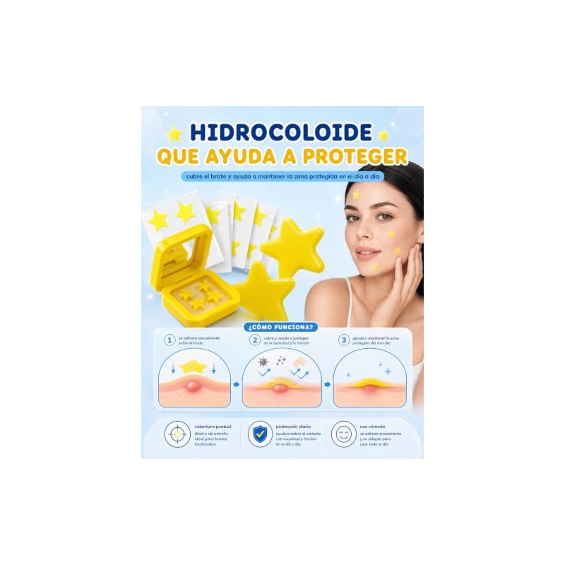 128 Estrellas para Granos, 4 Cajas de Parches para Acne