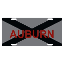 Fast Service Designs Alabama State Flag License Plate Gray & Black Version Auburn