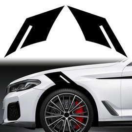 TOMALL 2Pcs Racing Sport Stripe Vinyl Decals for Car Fender Hood Bumper Trunk Auto Stripe Graphic Stickers Car Wheel Eyebrow Decorations for Pickup Vehicle SUV Truck Off-Road (Black)