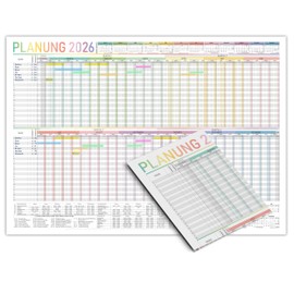 TOBJA Urlaubsplaner 2026 Mitarbeiter DIN A1 Gefalteter Jahreskalender für bis zu 25 Personen Personalplaner mit Jahresübersicht & Feiertagen Wandkalender Büro