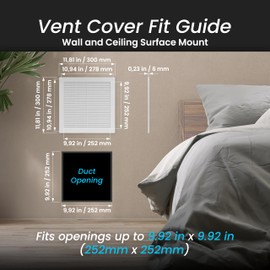 Repa Market 12 x 12 Inch / 300 x 300mm (Outer Size) White Square Air Vent Covers for Walls - Plastic Intake Air Vents - Grill Cover w/Nylon Mesh Screen - HVAC Ceiling Ventilation Grilles