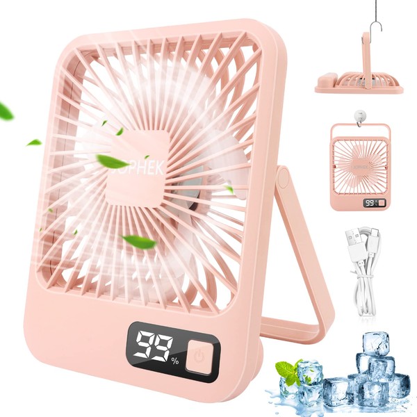 JOPHEK Fan, 3000 mAh Quiet Table Fan, 5 Speed USB