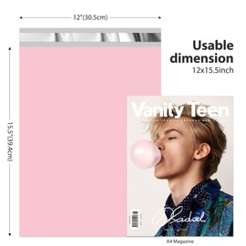 Fuxury 100 Pcs Poly Mailers 12x15.5Inch, Waterproof Shipping Bags for Clothing, Strong Adhesive Shipping Envelopes for Small Business, Self Seal Mailers Poly Bags Mailing Envelopes Light Pink