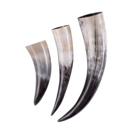 Battle-Merchant High-quality Viking drinking horn, food-safe natural horn, polished cattle horn, medieval mead horn, decoration, LARP, reenactment, approx. 1.25 L