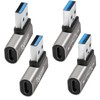 Flat 90 Degree USB to USB C Adapter 4 Pack,