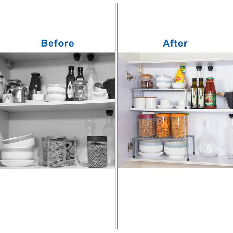 STORAGE MANIAC Set of 4 Expandable Kitchen Rack Wire Shelf