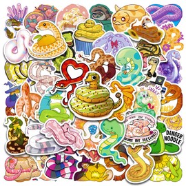 Snake Stickers 50 Pcs Vinyl Cartoon Colorful animals Stickers for Skateboard Laptop Water Bottle Luggage Notebook Phone Helmet Bike Computer Car,Waterproof Kawaii Snake Stickers for Teens Adults Kids