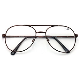 V.W.E. Classic Metal Reading Glasses - Spring Hinge Tear Drop Reader (Brown, 2.75, multiplier_x)