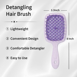 Detangling Hair Brush Wet & Dry Vented Detangling Hair Brush Vented Wet Hair Brush for Women Glides Through Tangles Heating Brush for Wet, Thick, Curly, Straight Hair(Purple/Dark Purple)
