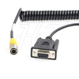 HangTon 6 Pin Hirose Data Cable for Topcon GTS 312 GPT3005 Total Station Sokkia NTS Set 610 510 Set530R3 630R to Data Collector Computer (RS232 Spiral Cable)