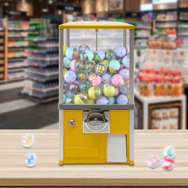 Capsule Vending Machine Candy Gumball Machine for 1.77-1.97in Diameter Ball Countertop Candy Vending Machine for Home Retail Stores Parks,25 Cent Coin,11lbs Weight Capacity (Yellow)