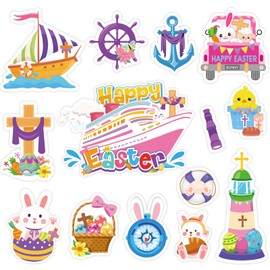 JarThenaAMCS Happy Easter Cruise Refrigerator Magnet Sea Navigation Ship Cruise Door Magnet Spring Bunny Egg Fridge Magnetic Sticker for Cabin Ship Door Fridge Mailbox Party Decor 14Pcs