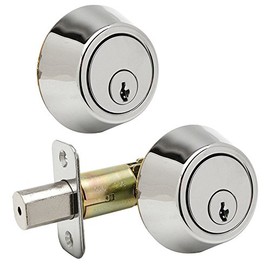 Designers Impressions Polished Chrome Double Cylinder Deadbolt Kwikset Keyway (We Key Lock Orders Alike for Free)