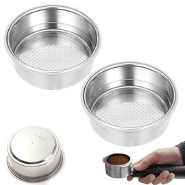 2 PackEspresso Machine Parts 51mm Double Layer Stainless Steel Coffee Filter Basket, Pressurized Espresso portafilter Basket for portafilter Coffee Machines, Durable Espresso Accessories