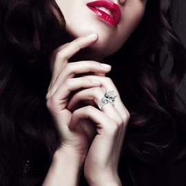 Tobestu Platinum Plated Big Square Cocktail Party Favor Rings, Round Clear CZ Simulated Diamond Wedding Anniversary Ring for Women (Size 11) RA0221