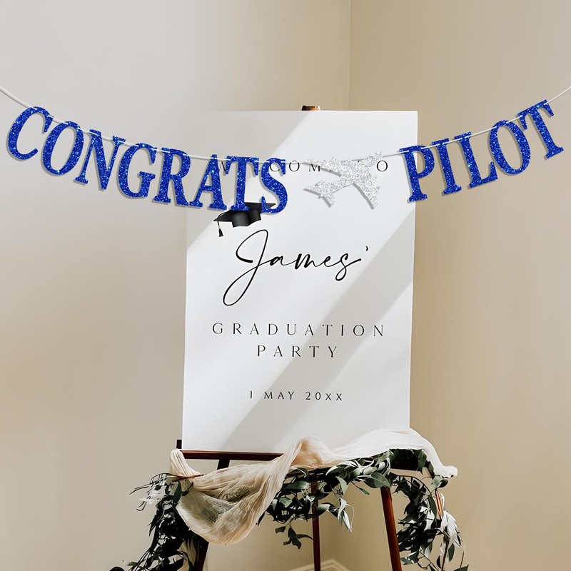 Congrats Pilot Banner, Congrats Grad, Congrats USAF/Future Pilot, Adventure Awaits,
