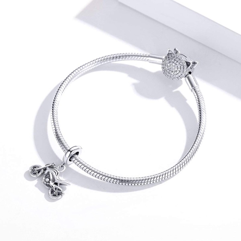925 Sterling Silver Motorcycle Charms for Original 3mm Bracelets Accessories