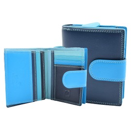 A1 FASHION GOODS Womens Soft Leather Purse Multicoloured Mid-Sized Cards ID Notes Coins RFID Safe Madam (Navy/Multi)