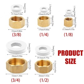 10 Stück Blindstopfen,Messing Kappe Innengewinde,1/8 1/4 3/8 3/4 1/2 Messingkappe Sechskant mit Gummidichtungen,Blindstopfen Schlauchkappen Verschlusskappe für Garten Wasserleitung