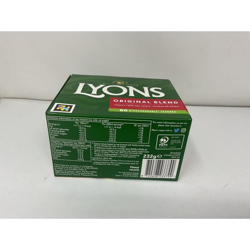 Lyons Original Irish Tea. 80 Bags