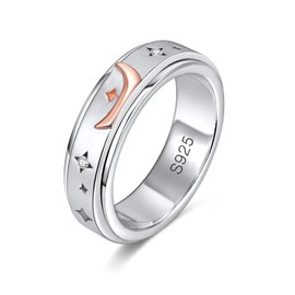 LEXLUNE Fidget Ring Spinner Ring for Anxiety Women Men Girlfriend Daughter Teen Girl Real S934 Sterling Silver Band Ring