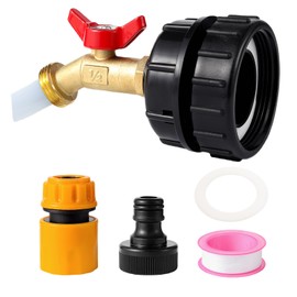 IBC Tote Adapter 2.44" Fine Thread Hose Adapter for 275-330 Gallon IBC Tote Tank, 1/2" Leakproof Brass IBC Tote Fittings for Garden Hose Connector Adapter