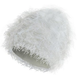 ROXUN Distressed Beanie, Fuzzy Shiesty Yeat Warm One Size for Men Women Winter Fashion Knit Cap Off White