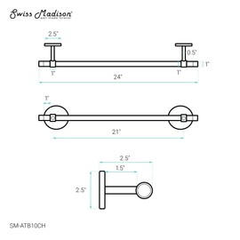 Swiss Madison Verre 24" Acrylic Towel Bar in Chrome