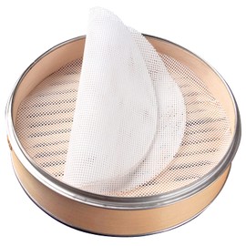 GUCUJI 6 Inch Silicone Bamboo Steamer Liners - Non-Stick, Reusable Steamer Mesh Mats for Steamed Buns, Dumplings, veggies, Dim Sum, Momo, Rice, and fish - Food Grade BPA Free (4Pcs)