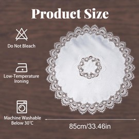 URROMA Elegant White Lace Jacquard Round Doily, Tablecloth Insulated Place Mat Table Topper Decoration Cover for Home Dresser Dining-Table, 33Inch