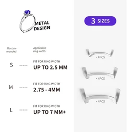 ELETIUO Filled Metal Ring Guard Set for Loose Rings,12 Pack 3 Sizes for Different Band Widths,Invisible Ring Size Adjuster Tightener Spacer Fitter for Any Ring Size, Silver Color
